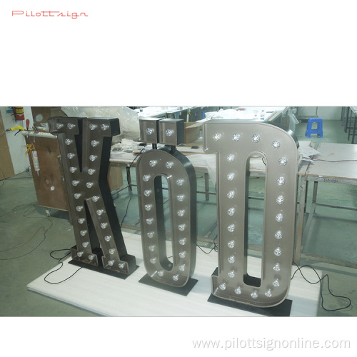 Custom stainless steel letters bulb front illuminated sign